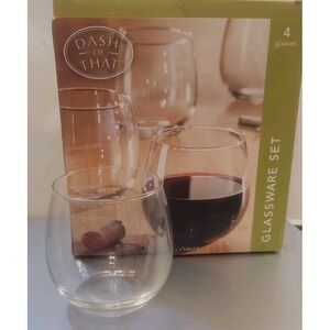 STEMLESS WINE GLASSES by Dash‎ Of That Set of 4-16.75 oz NEW